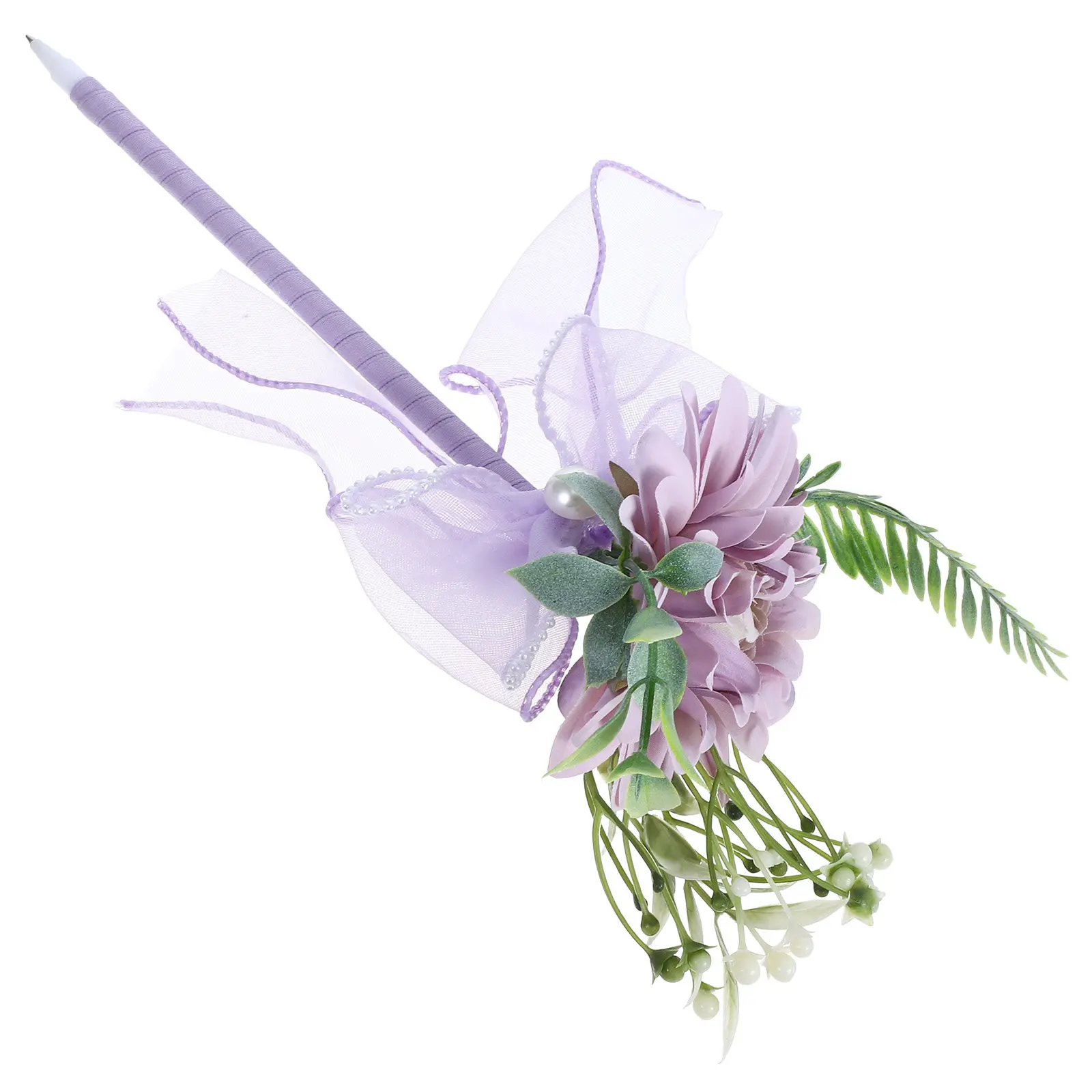 Fake Flower Pen High Simulation Bouquet Design Comfortable Long Handle Ballpoint Writing Pen Decorative Floral Gift Idea