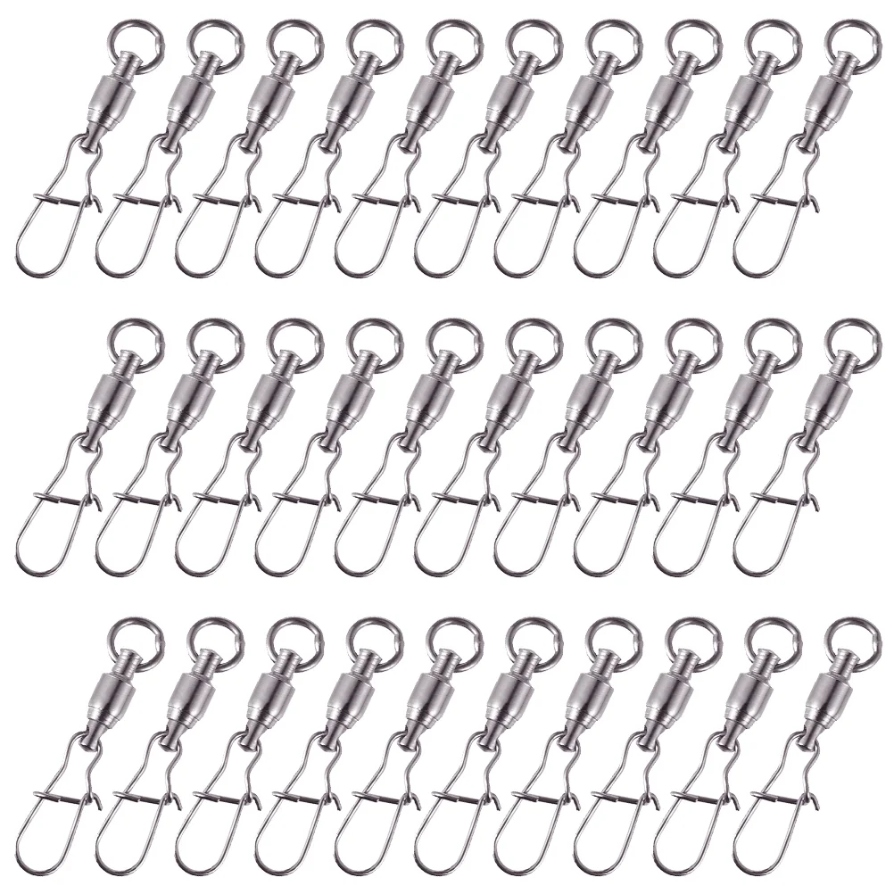 30 Pcs Lure Fishing Gear Accessories Tackle Kit Connector Swivels Stainless Steel Barrel Metal Fishhook
