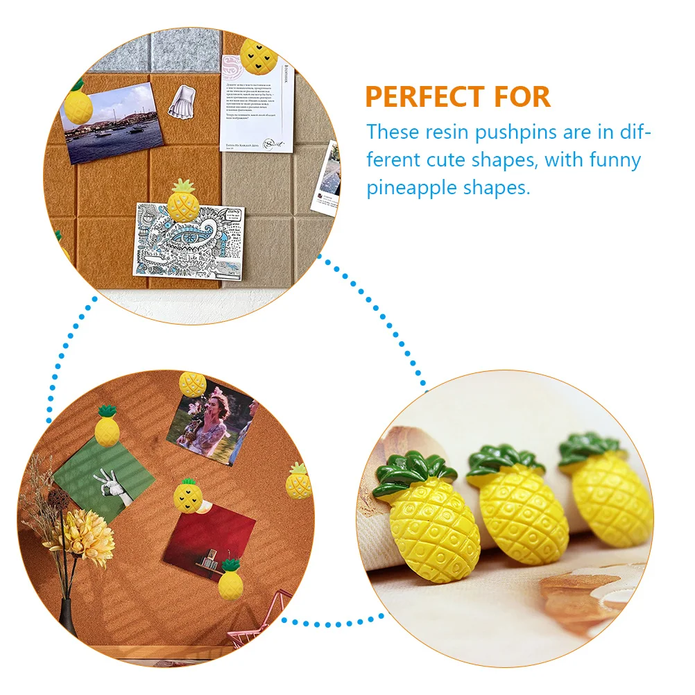 

30 Pcs Push Thumbtacks Cartoon Cork Board Message Supply Yellow Resin Decorative Office