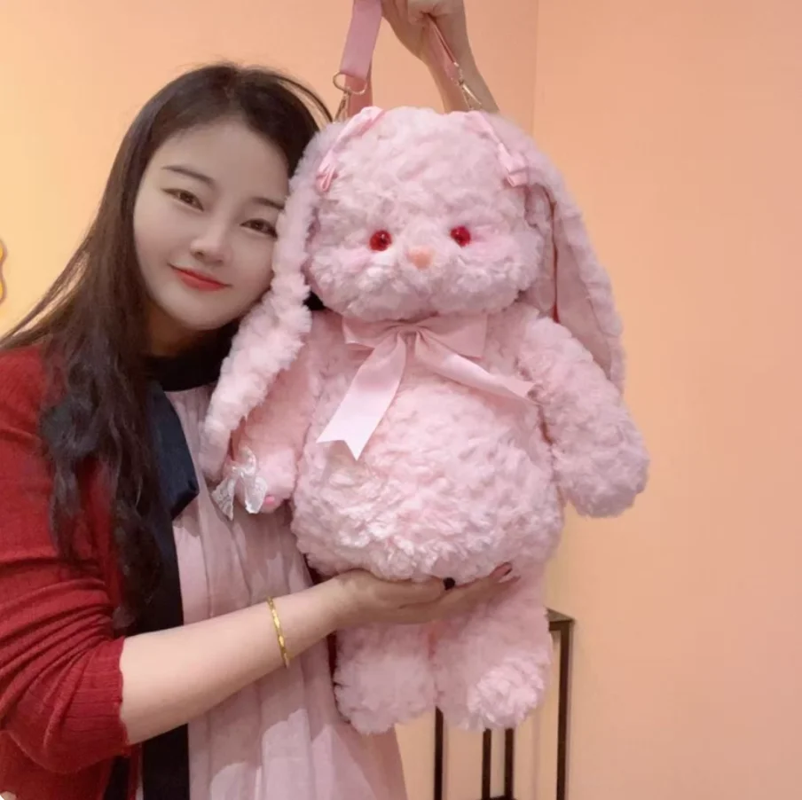 JIAERDI الحلو لطيف القوس أرنب على ظهره المرأة أفخم لينة لوليتا حقيبة كتف السيدات حالمة الكرتون شخصية Mochilas Mujer جديد