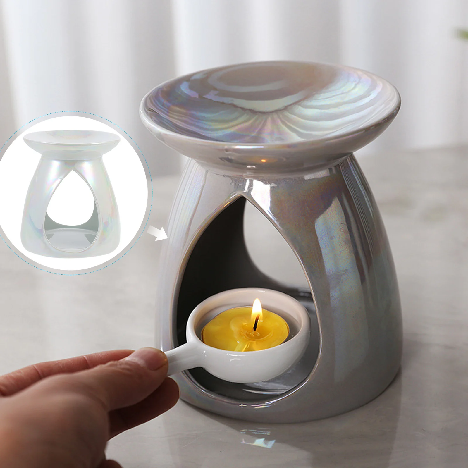 

Hollow-Out Aroma Stove Ceramic Censer Essential Oil Warmer Elegant Design Material Living Room Bedroom
