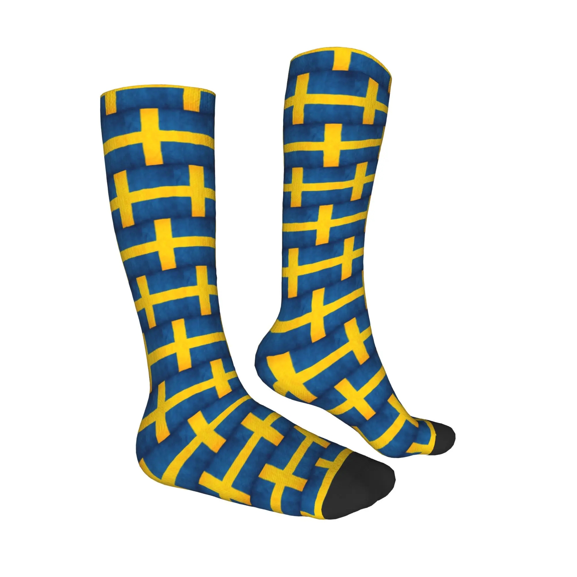 Todas as estações meias tripulação suécia bandeira sueca meias harajuku casual hip hop meias longas acessórios para homens