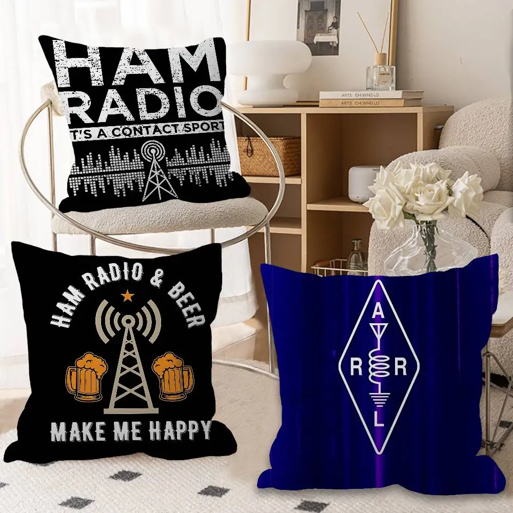 Licensed H-Ham Retro Radio Cushion Cover Pillowcase Upholstery Sofa Throw Pillow Home Decor Pillowcas