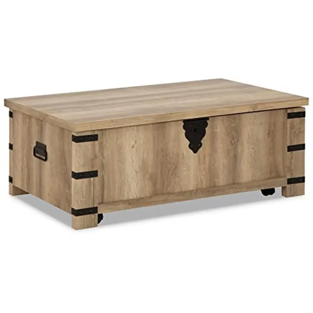 Rustic Lift-Top Coffee Table with Metal Accents and Extra Storage