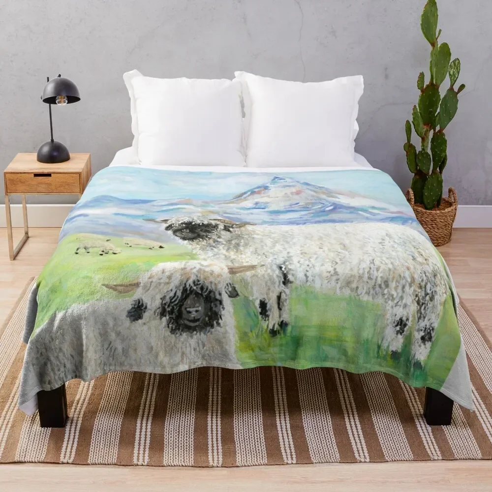 

Valais Blacknose Sheep at the Matterhorn Throw Blanket Warm Throw Blanket Gift for Anniversary