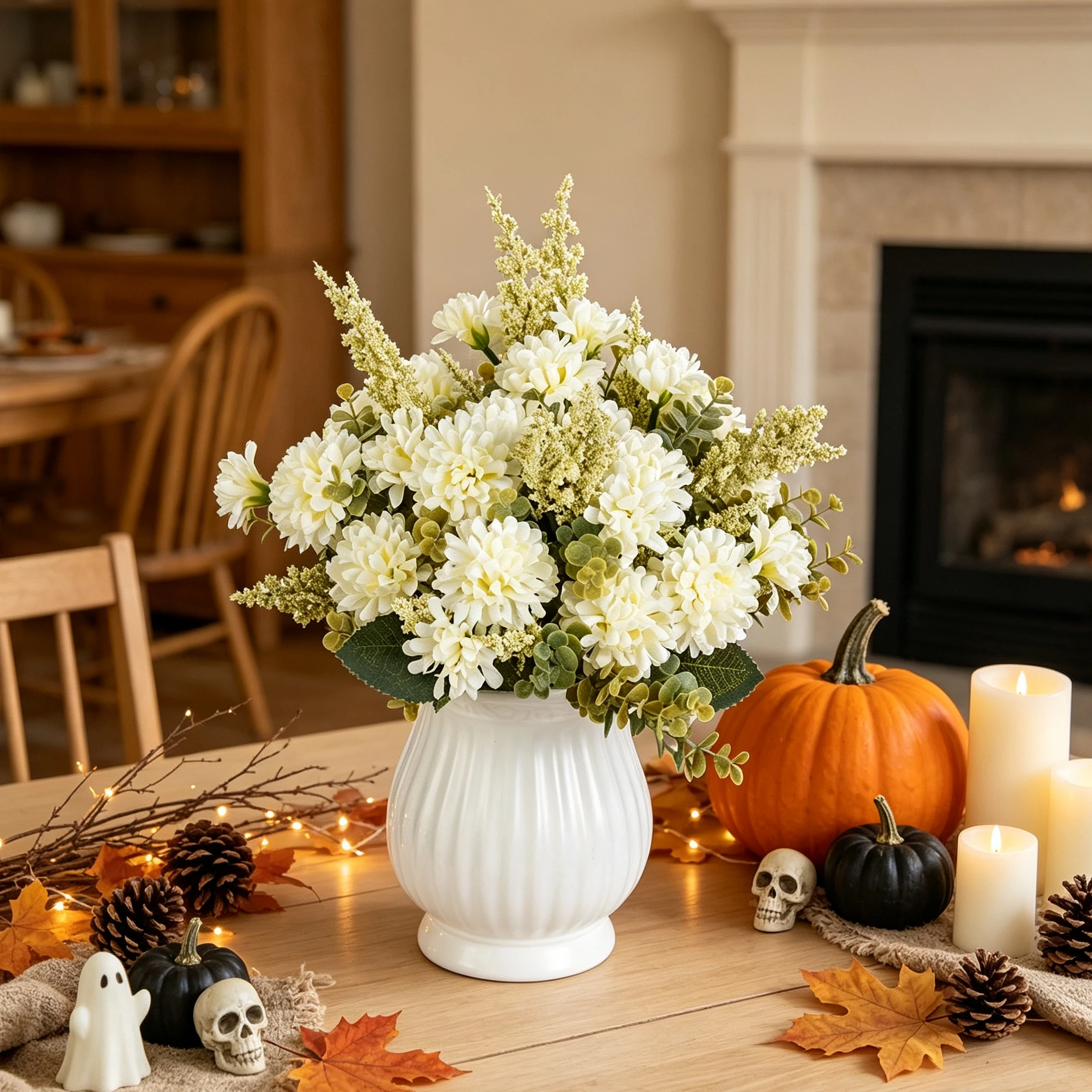 6 Stück Künstliche Blumen Seidenkugel-Chrysanthemen Heimdekoration Herbstdekoration Hochzeitstisch-Mittelstück Künstlicher Brautstrauß DIY-Geschenke – Detail 1