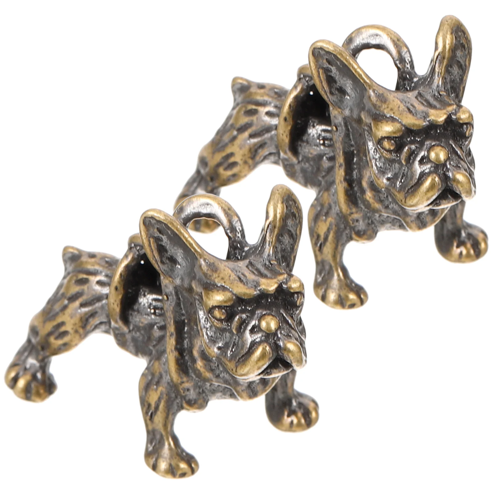 

2 Pcs Bulldog Pendant Key Making Decorative Copper Charm Hanging Ornament Delicate Keychain DIY Small