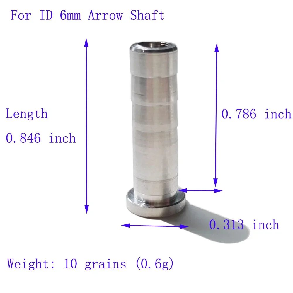 60 Pcs Archery Aluminum Alloy Stripe Arrow Insert Silver For ID 6mm 6.2mm Arrow Shaft Aluminum Arrow Connection