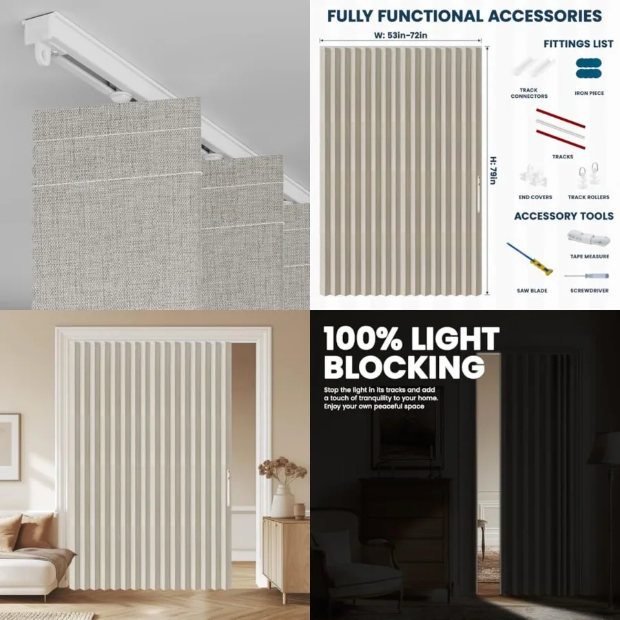 

100 out Accordion Door Curtains Magnetic Door Curtain out Curtains for Bedroom, Doorway Curtain Sets Included Tracks 1 Pack, 72