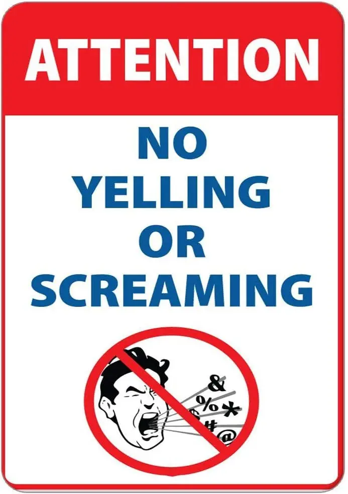 Metal Decor for Kitchen Antique Metal Sign Attention No Yelling Or Screaming Tin Sign Vintage Decoration Garage Home Garden Cafe