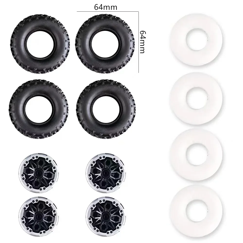 4 stücke 64mm Weichen Reifen Rad für MN D90 MN98 MN99S WPL C14 C24 C34 B14 B24 LDRC P06 LD1297 LD1299 RC Auto Upgrade Teile Zubehör – Detail 1