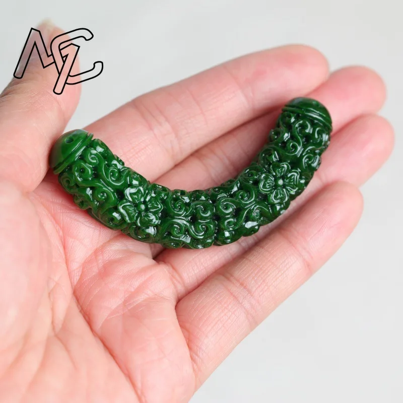 1pc Natural A Green Jade Dragon Bending Strip DIY Bracelet Bangle Charm Jadeite Jewellery Fashion Accessories Amulet Gifts Women view 2