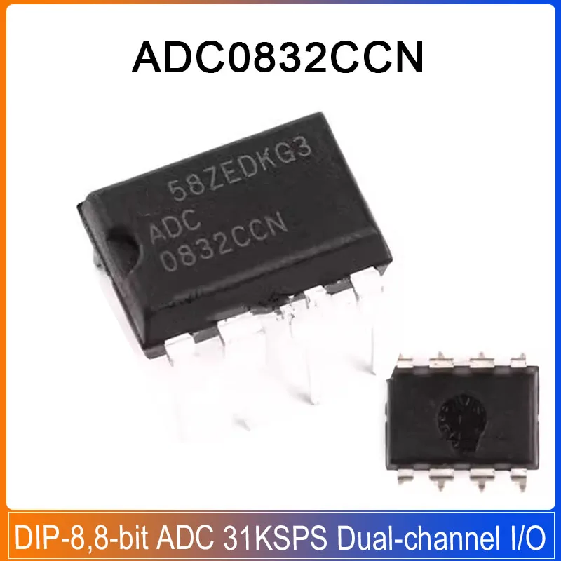 1/5PCS ADC0832CCN DIP8 0832CCN AD C0832 CCN 8-bit ADC 31KSPS DIP-8 Dual channel I/O analoog-naar-digitaal converter chip