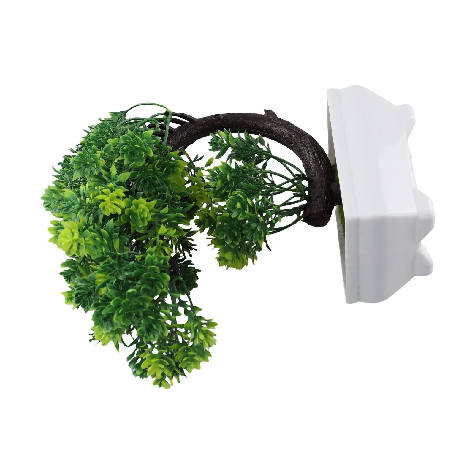 Fake Bonsai Flower in Pot for Indoor Garden Decoration Plastic Artificial Green Plant for Home Office Desk Table Sink