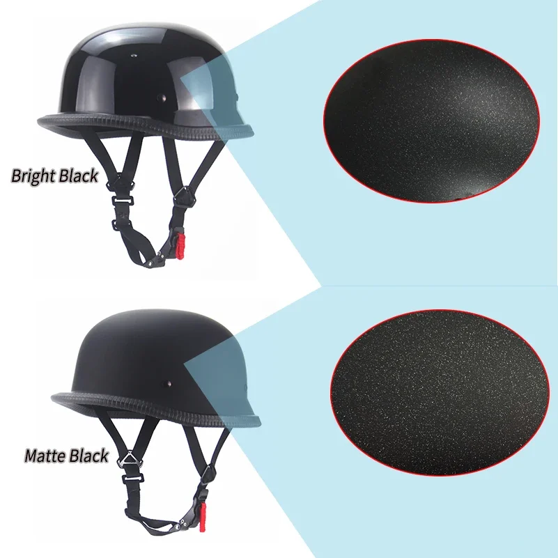 1PCS X M/L/XL/XXL Vintage Motorcycle Cruiser Helmet Half Face German Helmet Motorcycle Helmet Bright Black Car-styling DOT