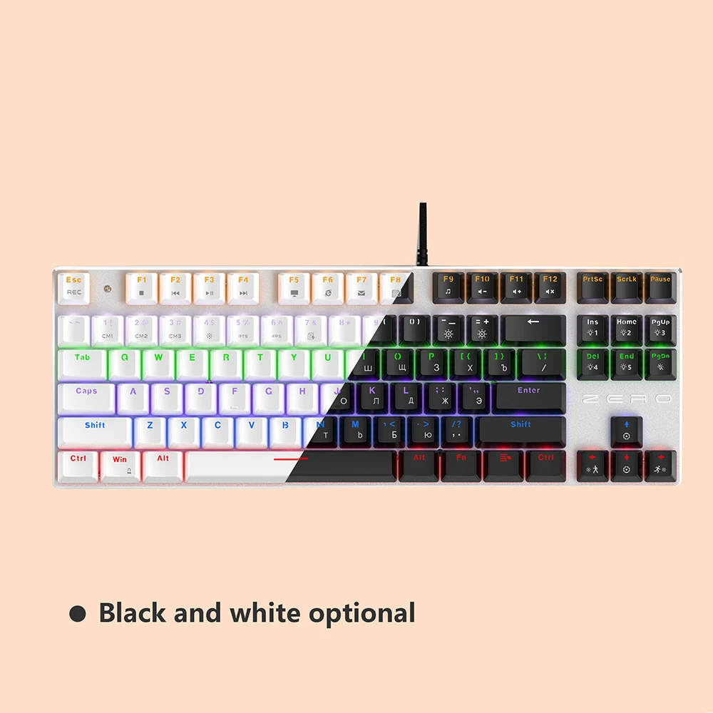 Wired Gaming Mechanical Keyboard Blue Red Switch 87keys Anti-ghosting Russian/US LED Backlit LED For Gamer Laptop Computer