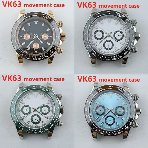 Movimento Cronógrafo Assista Acessórios, aço inoxidável Mod Peças para Daytona VK63, Panda Dial Hands, 39mm, VK63