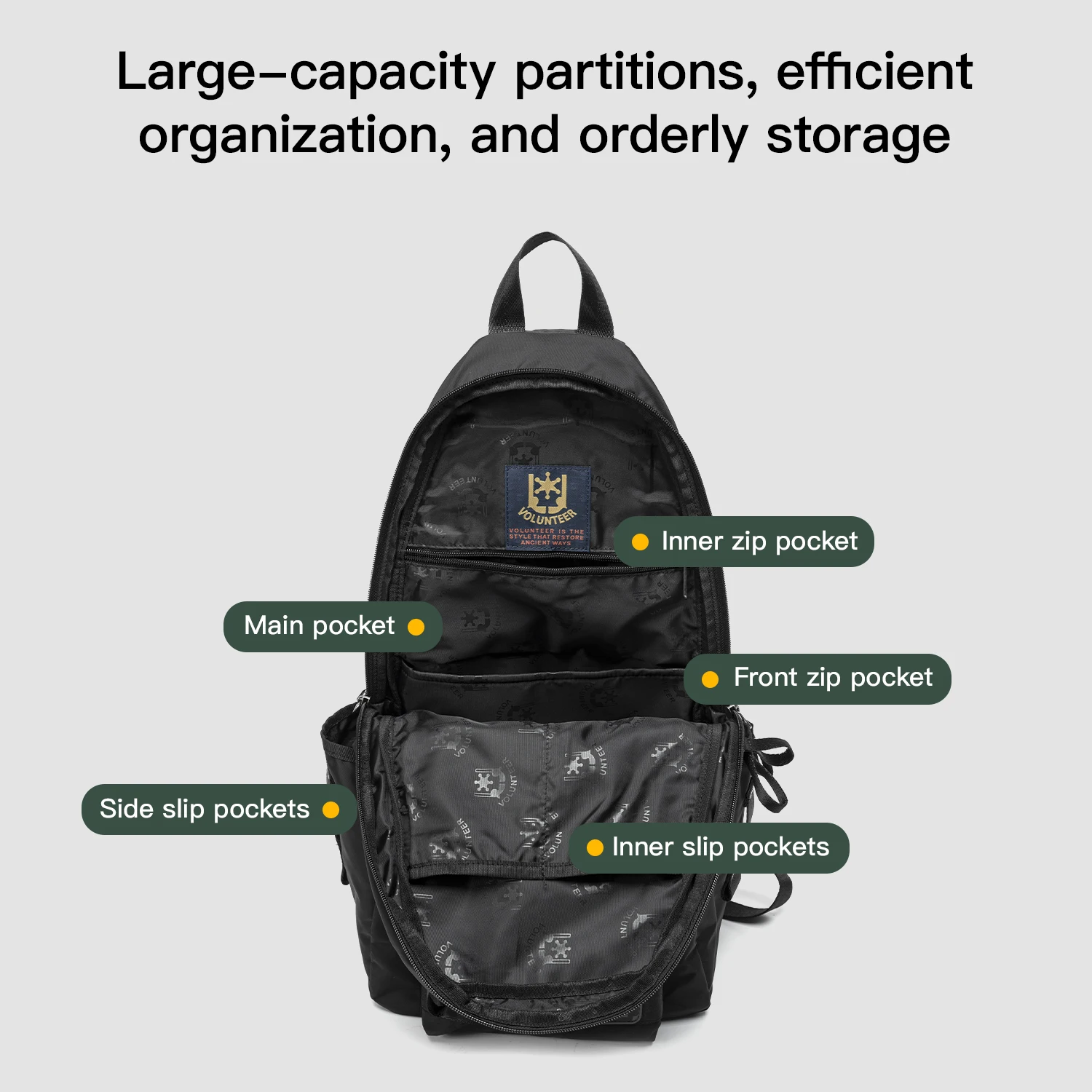 VOLUNTEER Crossbody Sling Waterproof Bags for Men Outdoor Travel Hiking Chest Bag Daypack Casual Oxford Cloth Bag Man 1825-06