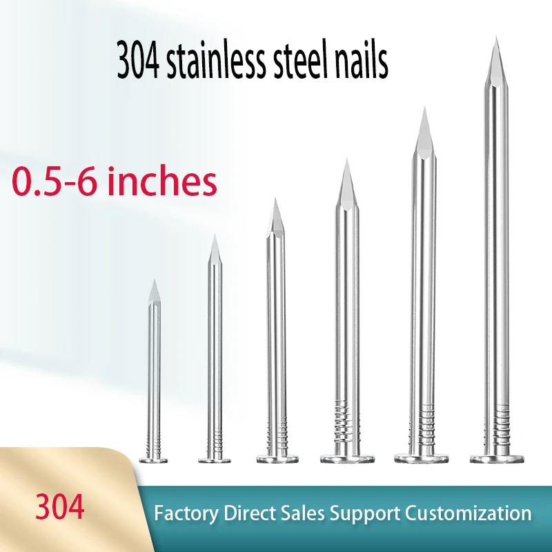 Sekrup baja tahan karat 304, paku bulat untuk pengerjaan kayu, paku baja, paku besi, paku dinding, paku untuk pistol paku, paku untuk menggantung gambar