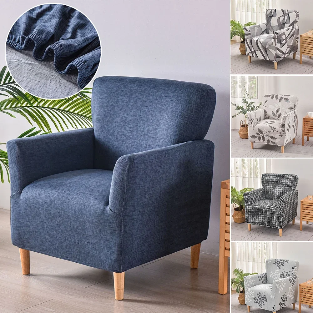 

Flowers Printed Tub Chair Cover Stretch Spandex Club Sofa Armchair Slipcover for Living Room Single Sofa Covers for Bar Counter