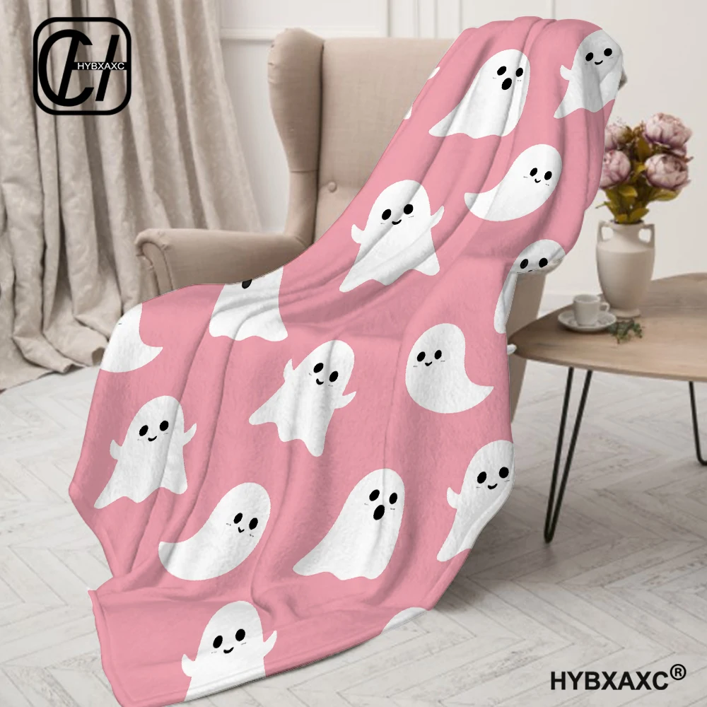 1PC Halloween Ghost Little Ghost pattern, skin -friendly, warm, soft, four seasons, home office travel thickened flavor blankets