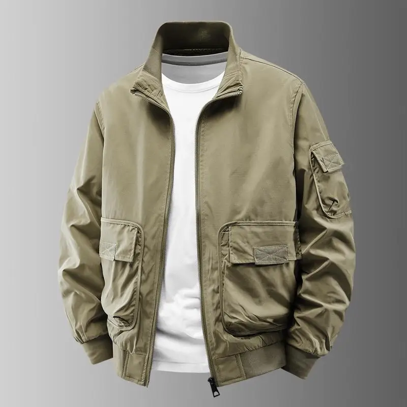 

Повседневный свободный мужской пилотный бейсбольный жилет Jaet, весенне-осенняя рабочая одежда с воротником-стойкой, легкое модное пальто из полиэстера