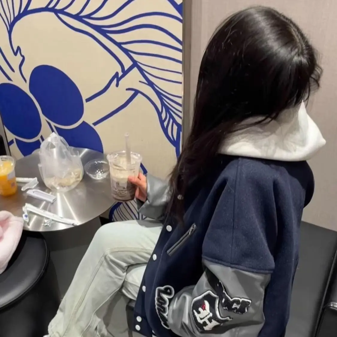 

Heavy Embroidery Patchwork Cotton Lined Leather Jaet Thiened Baseball Sle Coat for Teens Loose Fit Versatile Spring Jaet