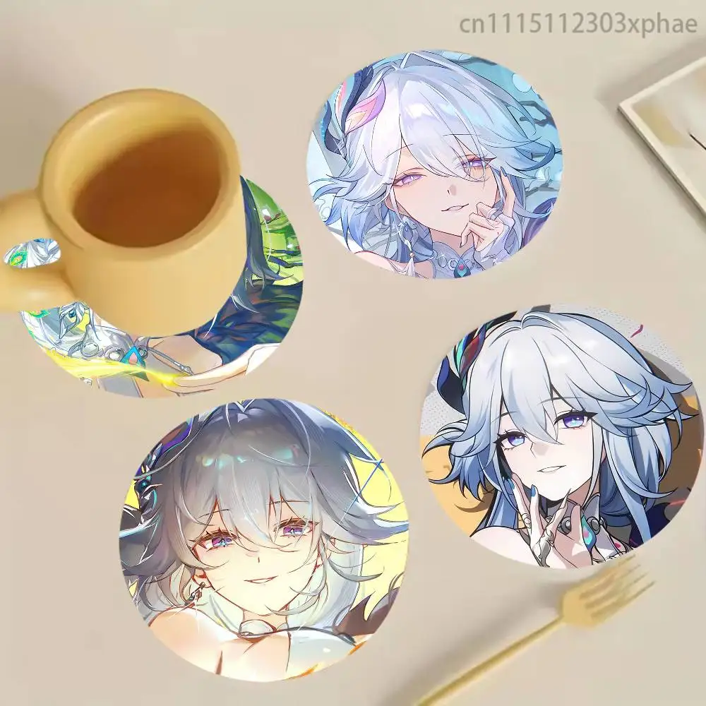 Honkai Star Rail Yao Guang HSR Anti-slip Tea Coffee Cup Pad Heat-Resistant Round Bowl Teapot Mat Home Gift