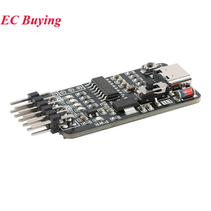 1Pc-5Pcs Type-C USB to Dual CDC UART Serial Drive Free STC ISP Microcontroller Program Cold Start Download Burner 5V/3.3V TTL