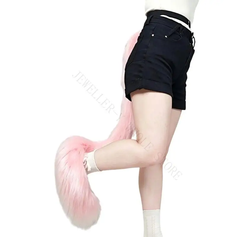 R7UF Role Play Long Plush Tail Costume Prop with Wrap Around Leg Styling, Costumes Accessory for Halloween Cosplay, Party Looks