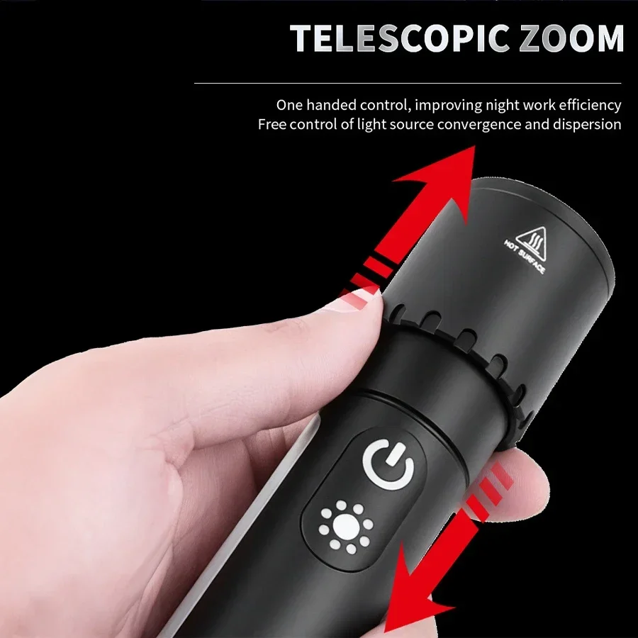 Nueva linterna de autodefensa Heinast, carga USB C, fuente de luz Dual, linterna de emergencia impermeable para exteriores con luz roja
