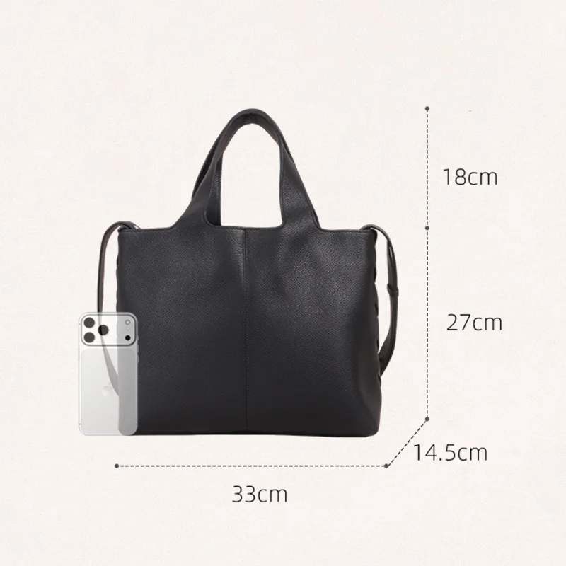 2026 Nieuwe Toplaag Koeienhuid Grote Capaciteit Draagtas Dames Eenvoudige Casual Geweven Crossbody Tassen High-End Lederen Commuter handtassen