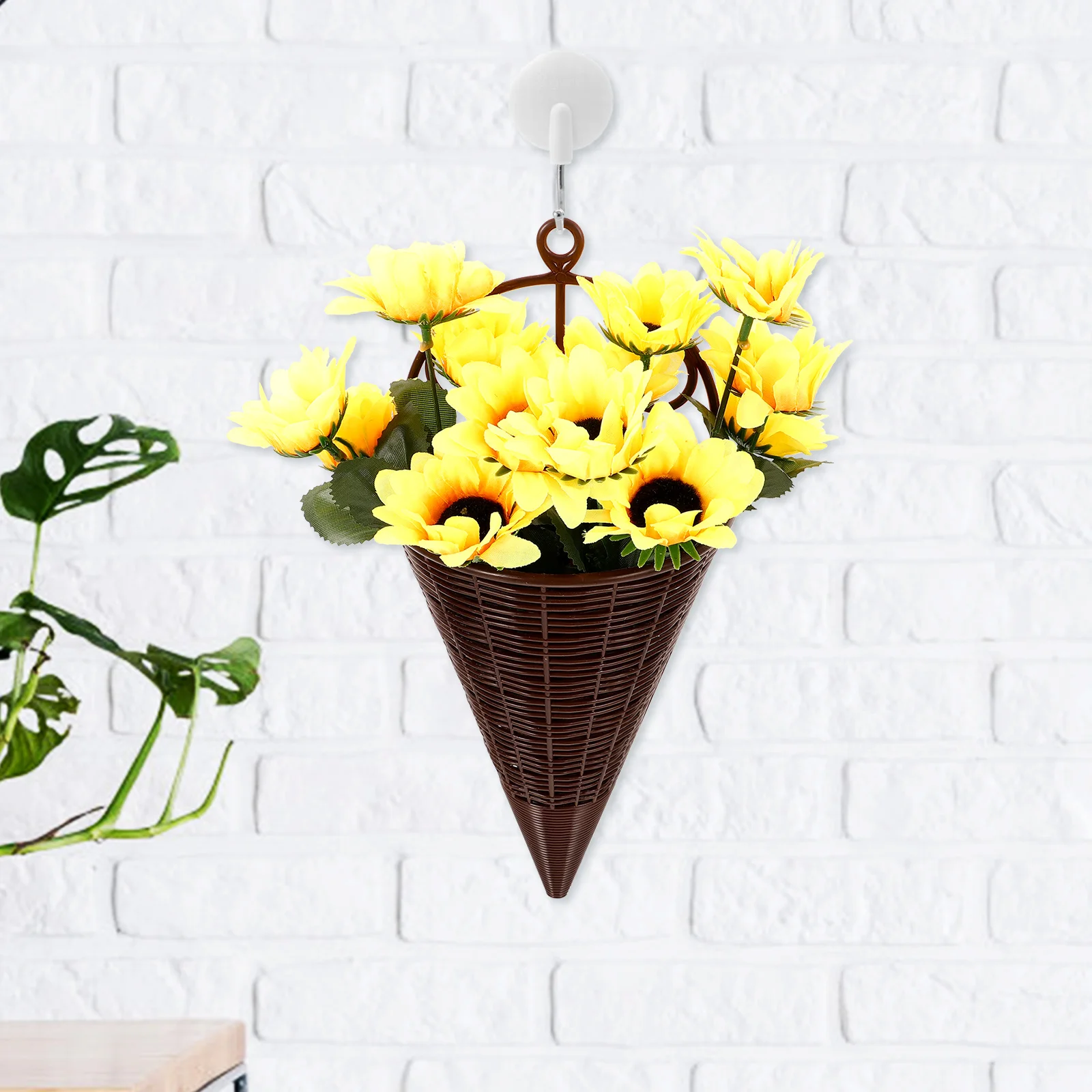 

Realistic Artificial Sunflower Potted Plant Decor Hanging Flower Basket Fake Flowers For Indoor Office Party