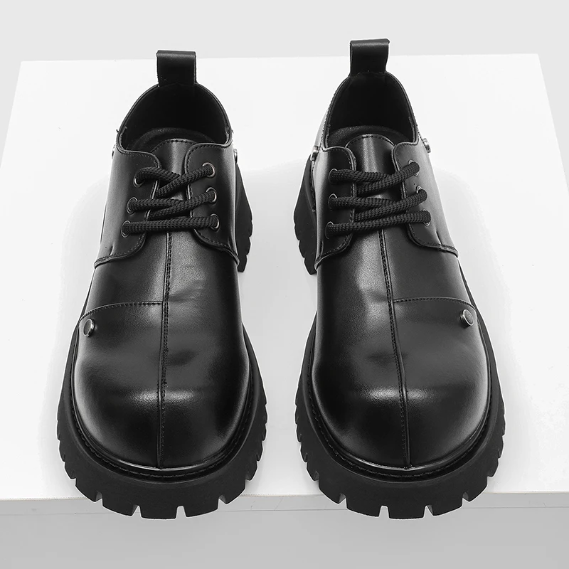 

Повседневная нишевая обувь Yuppie для мужчин, интернет-знаменитостей, новая обувь дерби на толстой подошве с высокой головкой на шнуровке