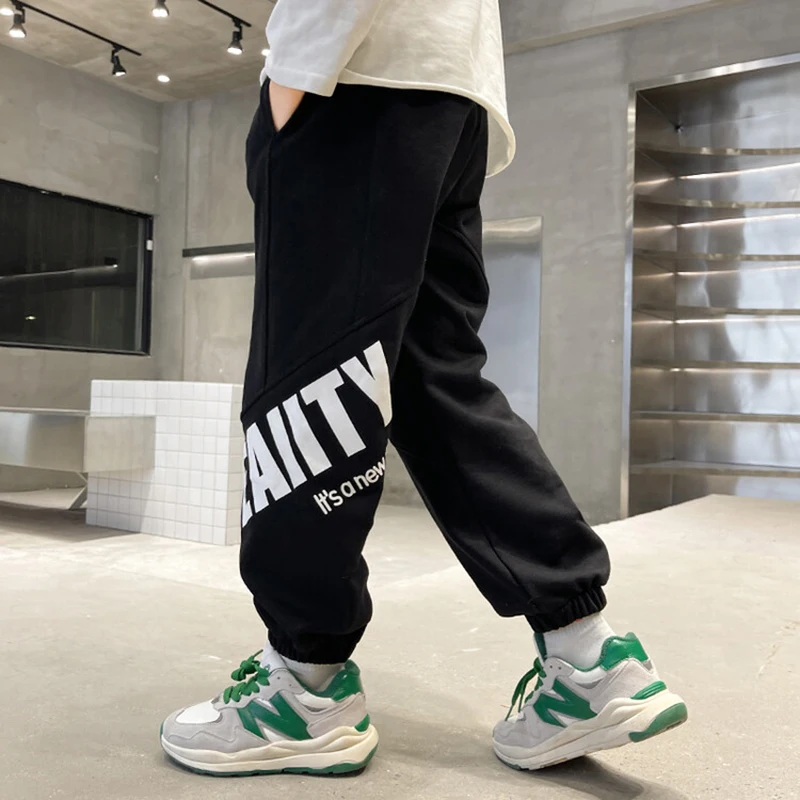 Children's Comfortable Pants 2022 New Cotton Boys' Sports Pants Grey Corset Knit Letter Pants Cheap Spring Autumn Luxury Designs