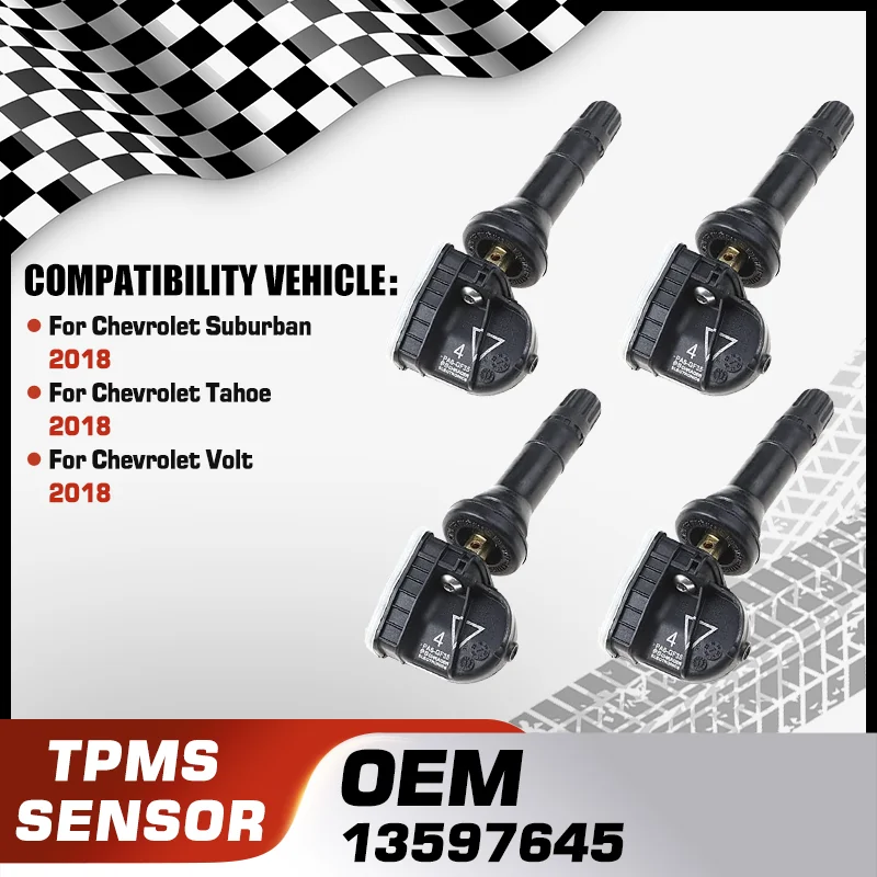 

1/4PCS For Chevrolet Suburban Chevrolet Tahoe Chevrolet Volt 2018 TPMS Tire Pressure Sensor Monitoring System 433 MHz 13597645