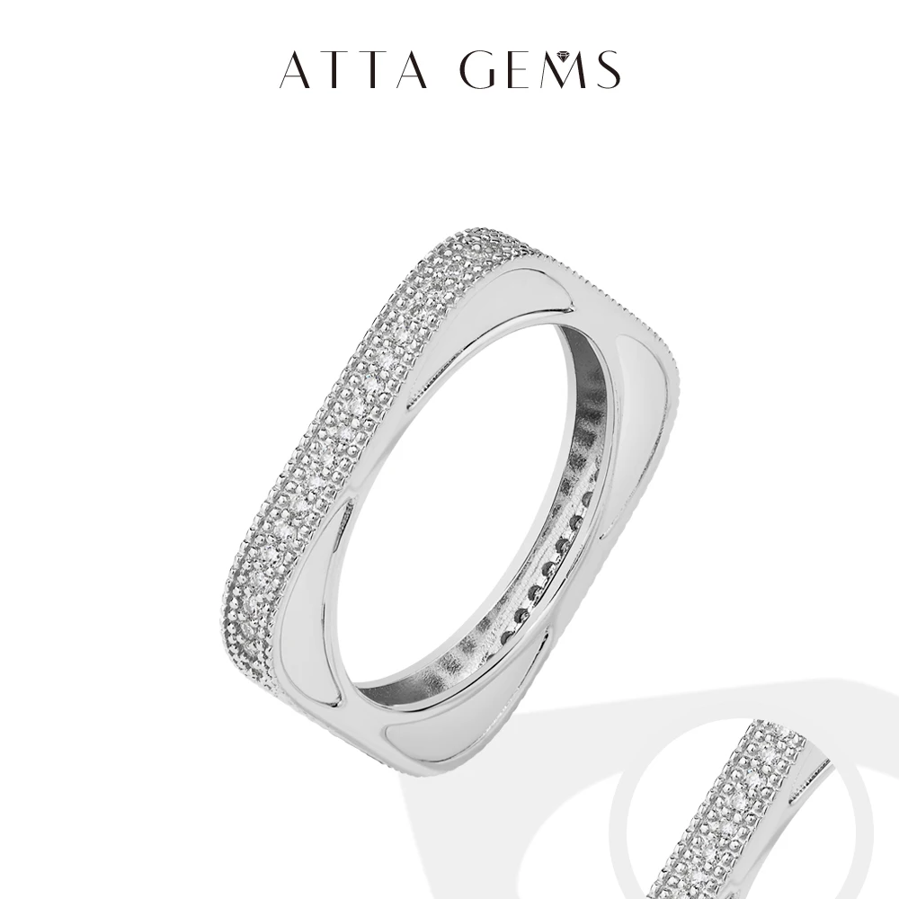 

ATTAGEMS 2025 New Full Moissanite Ring DVVS1 Square Circle Cut 1.0mm S925 Sterling Silver Wedding Band for Women Men Daily Gifts