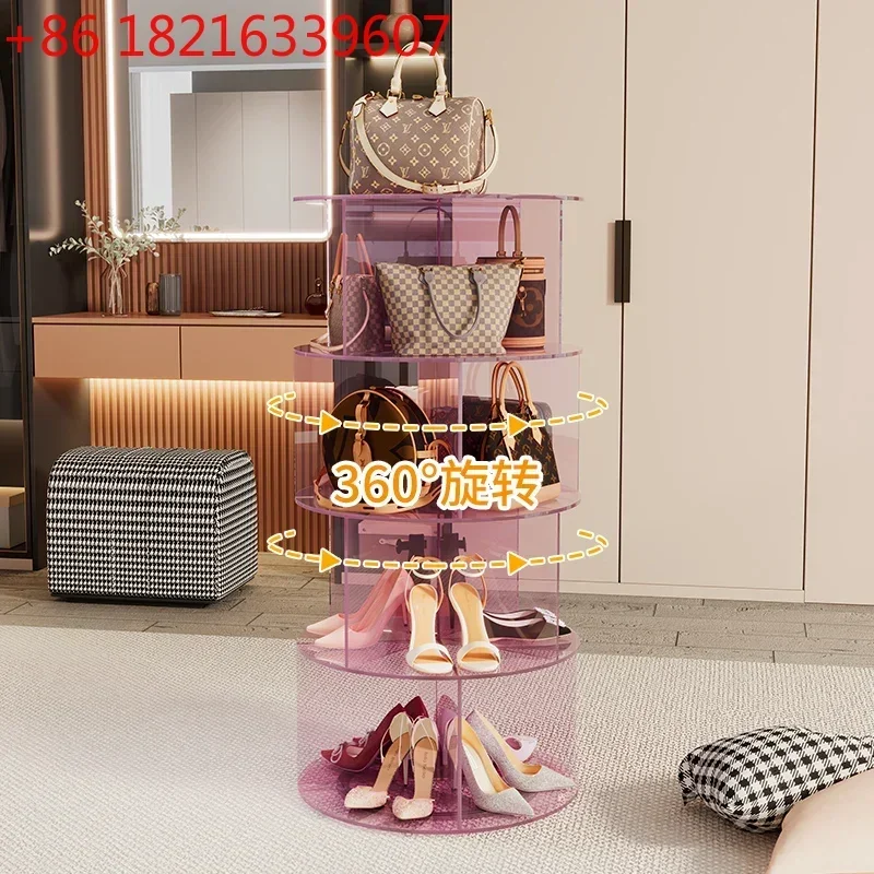 360-Degree rotating bookshelf shoe bag display multi-layer figure
