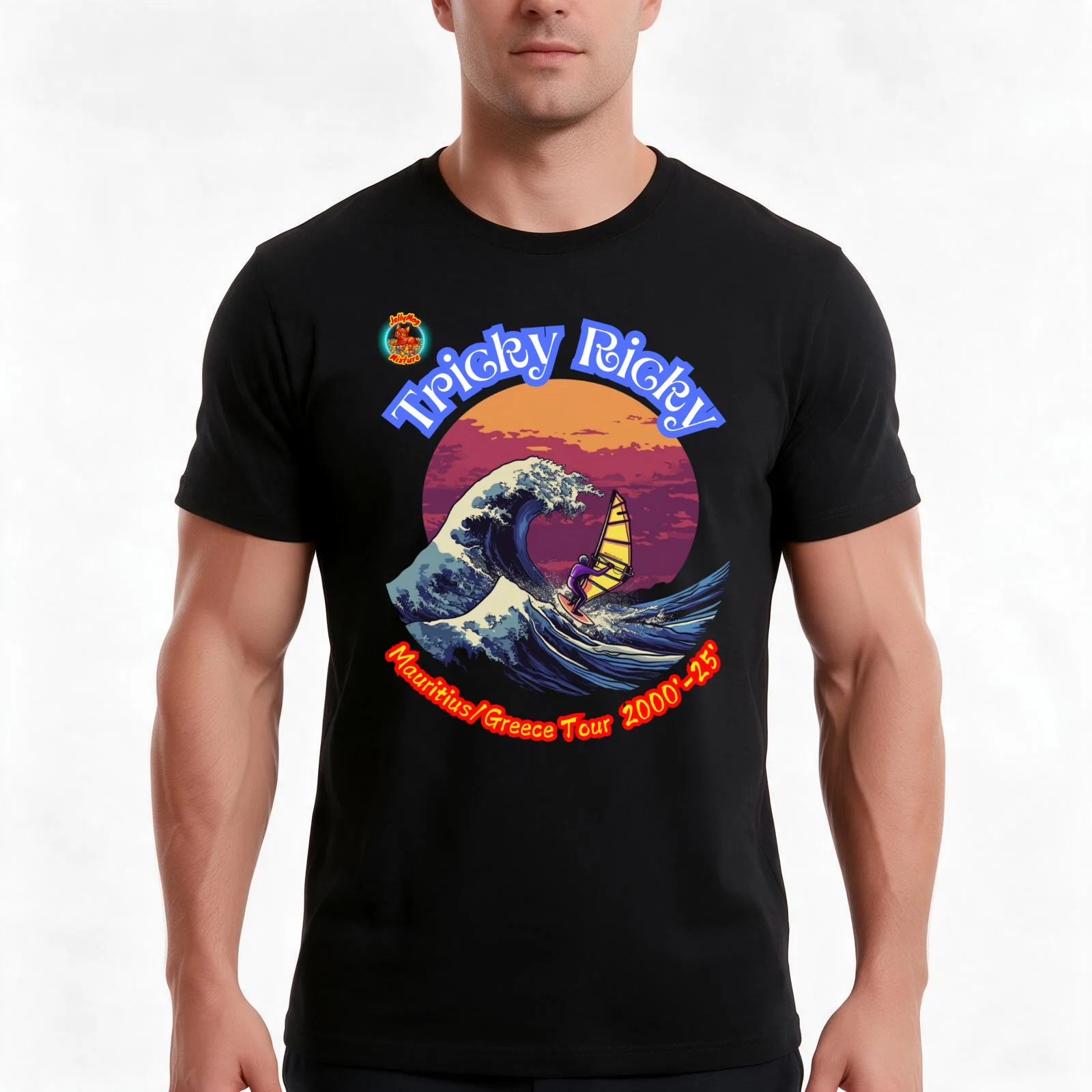 Tricky Ricky T-Shirt, Summer Casual Cotton Tee, Oversized Streetwear Tops, Vintage Graphic Print, Loose Fit Short Sleeve
