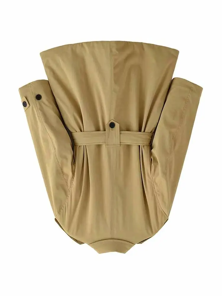 

HH Woman Winter Fashion Lapel Belt Pocket Decoration Solid Color Long Sleeves Buttons Cotton Clothes Female Commuting Jackets