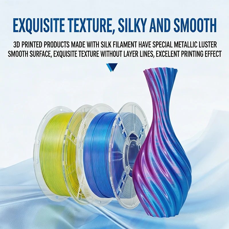 Dual Color Rainbow Silk PLA Filament 1.75mm 1KG Metallic Finish 3D Printer Filament with Glossy Smooth Surface for FDM Printers