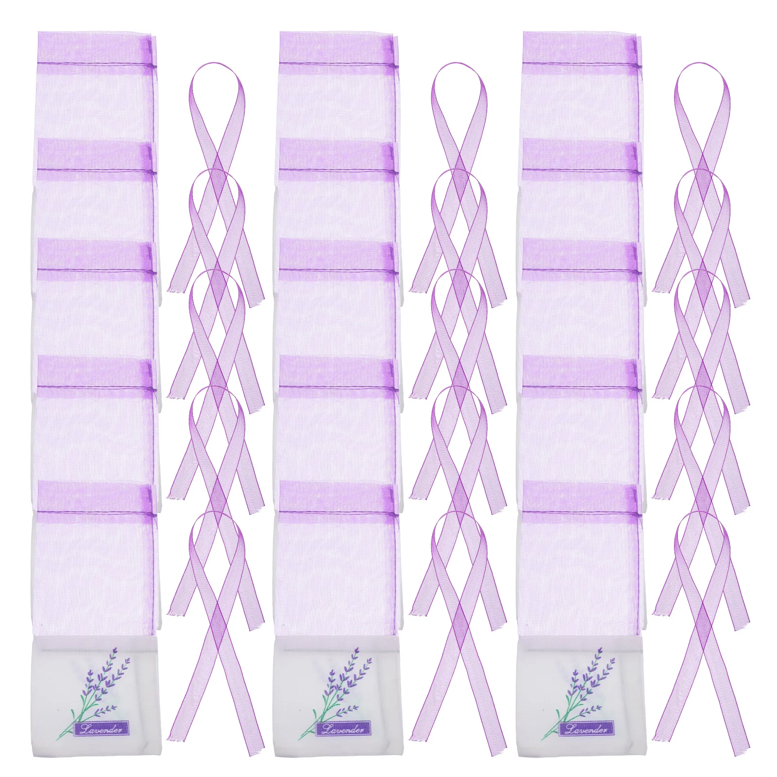 

30pcs Lavender Print Sachet Bags 15x7 2cm Empty Drawstring Portable Aromatic Scented Fragrance Travel Jewelry Storage
