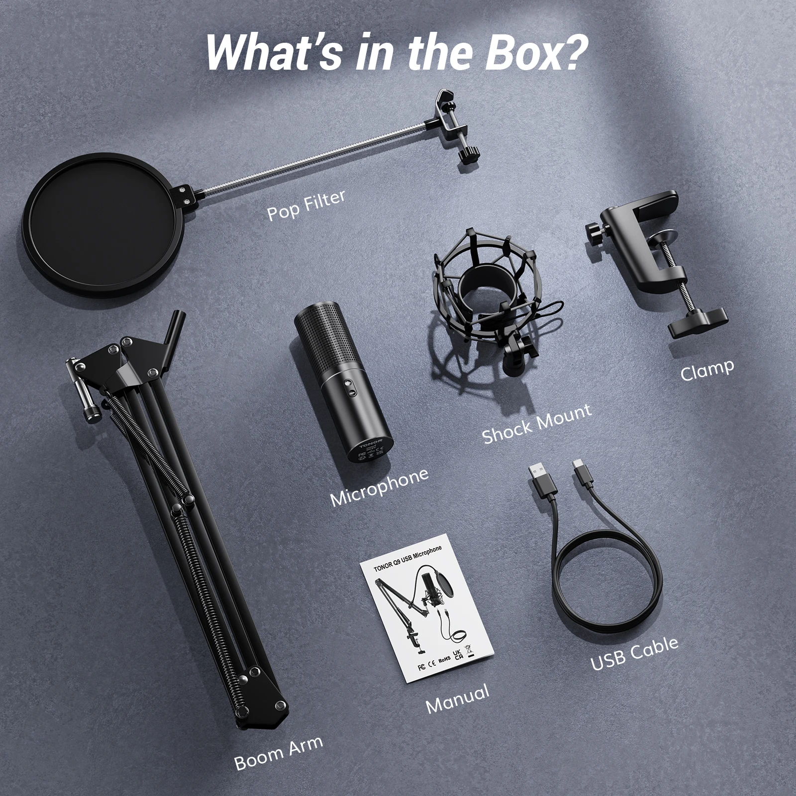 ميكروفون ألعاب RGB، ميكروفون USB للكمبيوتر الشخصي مع ذراع بوم قابل للتعديل، زر كتم الصوت السريع للبث والبودكاست والتسجيل والغناء