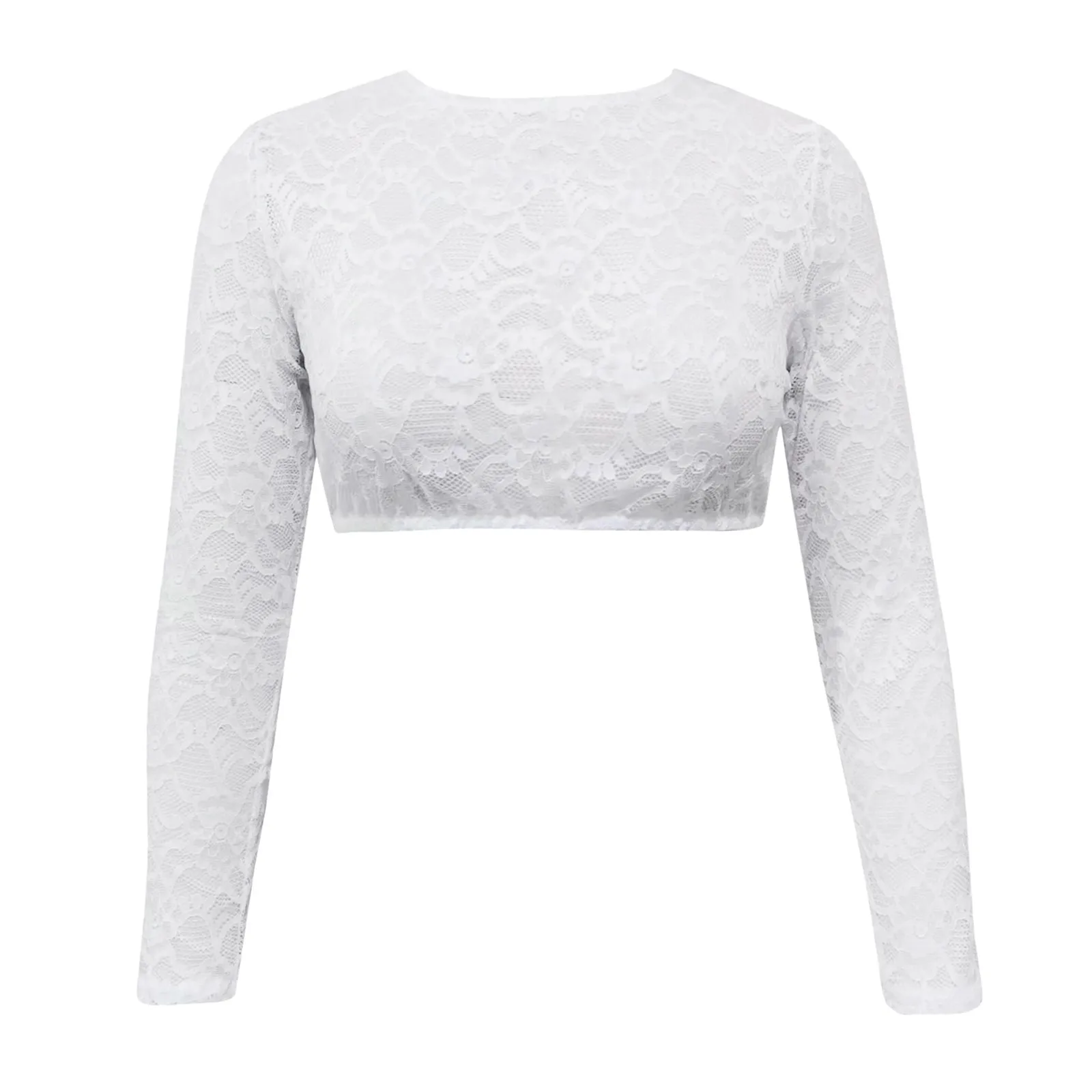 Chic Women Long Sleeve T-shirt Classic Vintage German Oktoberfest Floral Lace Sheer Crop Tops Sexy See Through Cosplay Costume