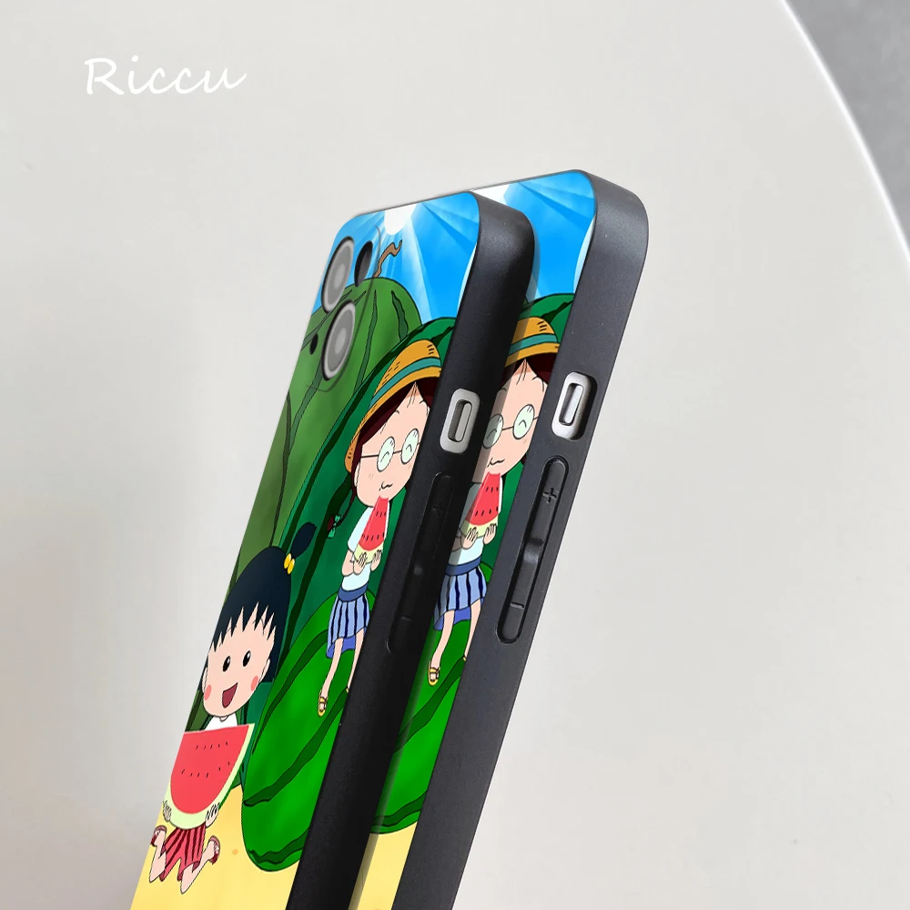 Lindo Anime Chibi Maruko chan funda de teléfono 14 11 12 Pro 8 7 14 Plus SE 2020 X Pro 14 MAX 13 MINI XR XS suave 14 13 pro fundas de teléfono