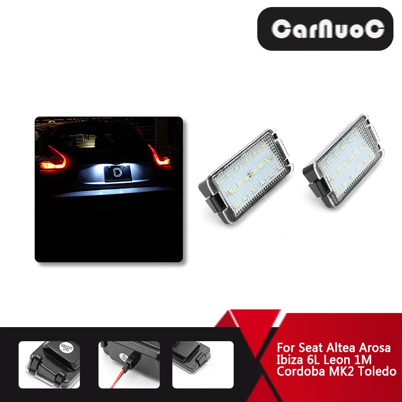 

2pcs Canbus Car Led Number License Plate Lights 12V For Seat Altea Arosa Ibiza 6L Leon 1M Cordoba MK2 Toledo 5P ​Car Accessories