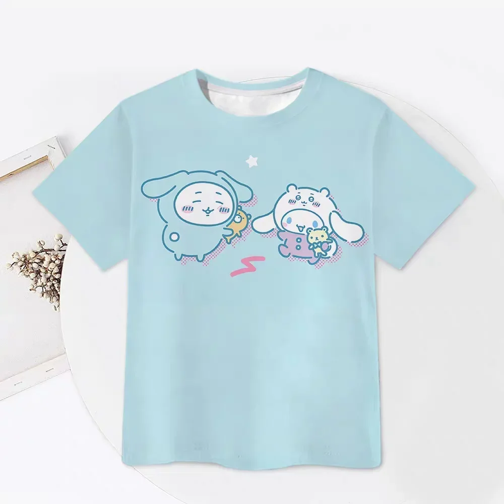 Chiikawa ist überall hier! Weiche, niedliche Cartoon-3D-Print-T-Shirts für Erwachsene Paare, Sportliche Freizeitkleidung, atmungsaktiv, kurze Ärmel, Familien-Matching – Detail 12
