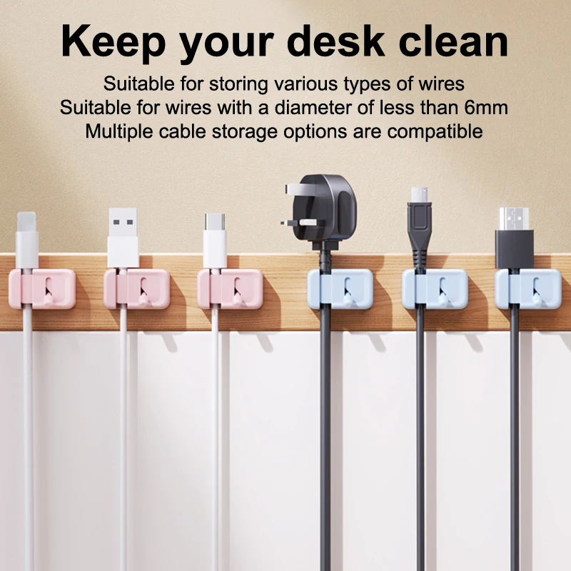 Organizzatore di cavi carino da 1/3 fori Tipo di leva Clip per cavo Clip per supporto per cavo creativo Cavo adesivo da tavolo Supporto per cavo per ufficio
