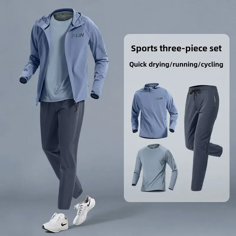 Men's Sportswear Set Spring Autumn Quick-Dry Running Fitness Clothing Casual Jacket Outdoor Cycling Morning Runs Training Suit