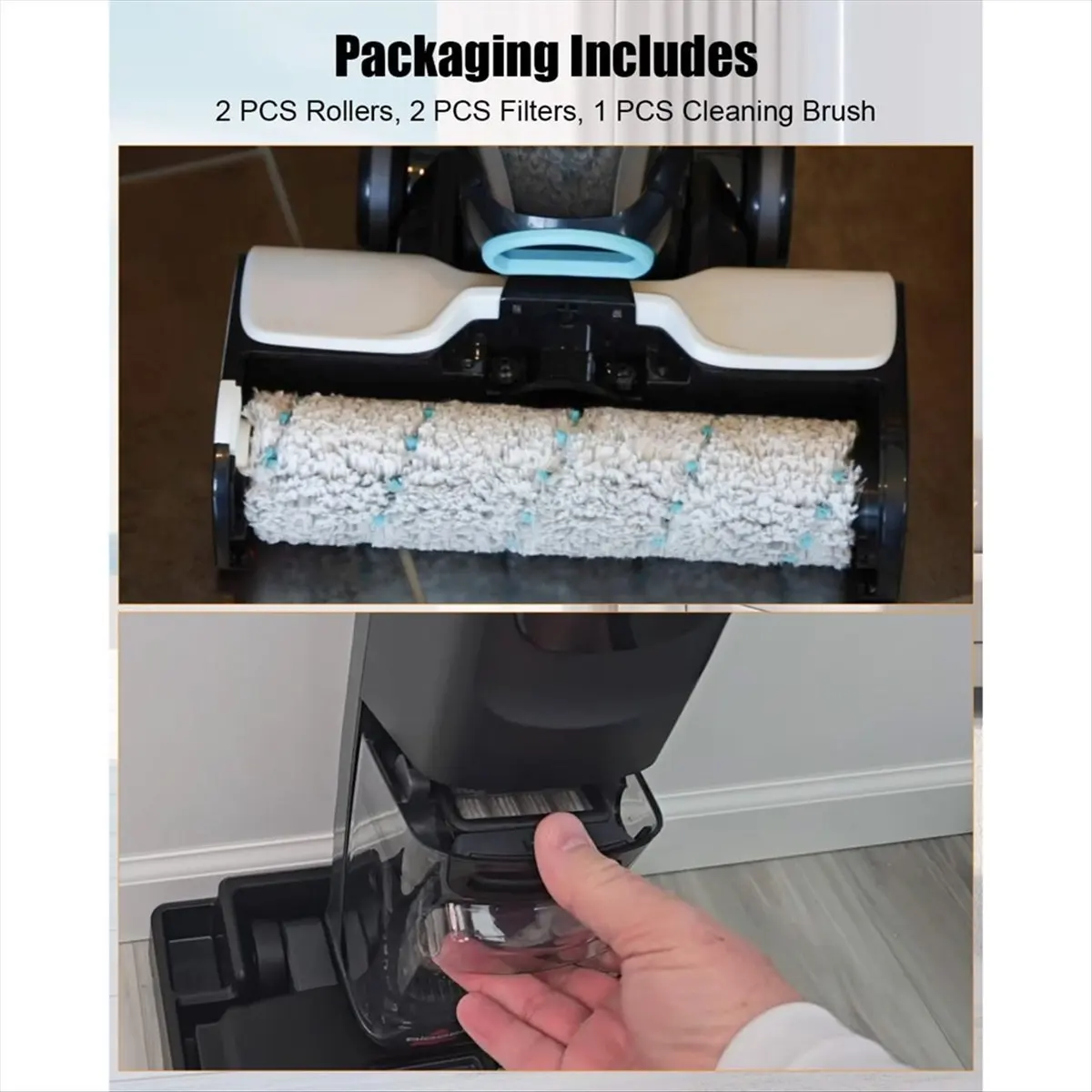 

Сменные щеточные ролики-фильтры для беспроводных моющих пылесосов 3930F/3933/V2/3999z для сухой и влажной уборки твердых полов